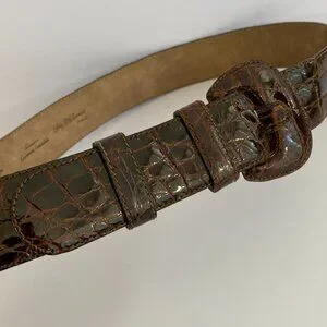 Saks Fifth Avenue Genuine Caiman Crocodile Womens Brown Belt Medium Saks Fifth Avenue | Accessories | Saks Fifth Avenue Genuine  main image 2